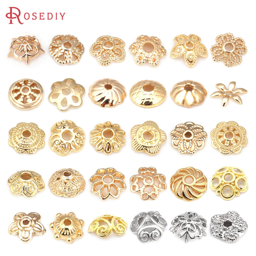 Supply Florist - 18K Gold Color Brass Flower Beads