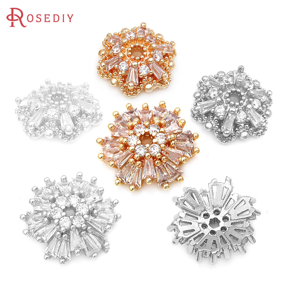 Supply Florist - 18K Gold Color Brass Zircon Flower