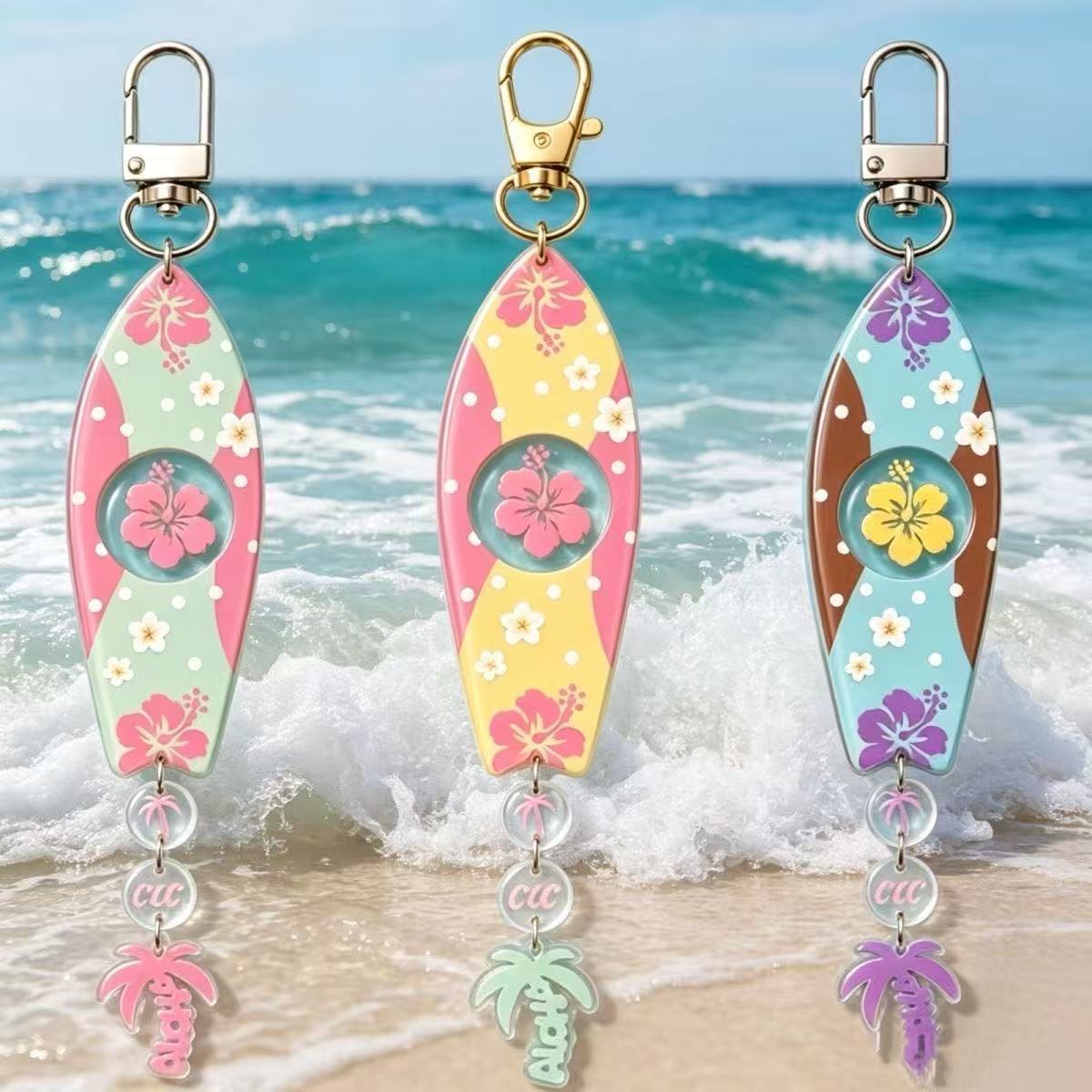 Supply Florist - INS Hawaiian Surfboard Shaped Acrylic Keychain
