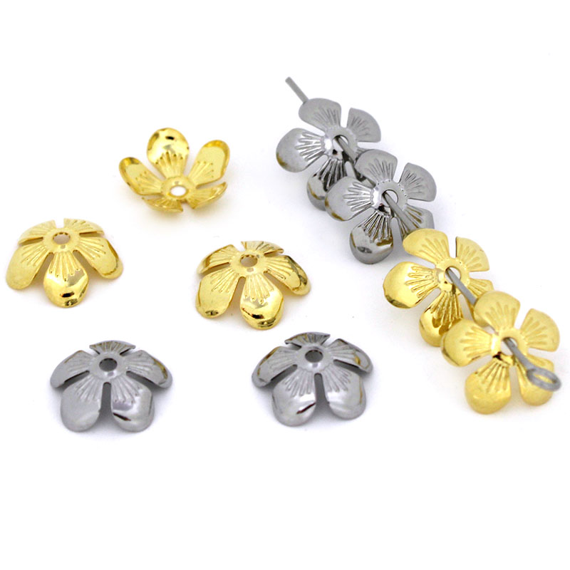 Flower Supply - 50Pcs 11mm Stainless Steel Flower Bead