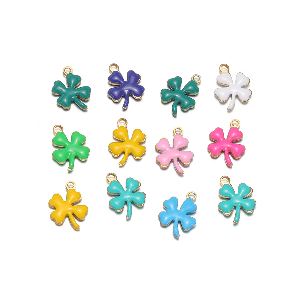 Supply Florist - 20pcs Stainless Steel Enamel Clover Flower