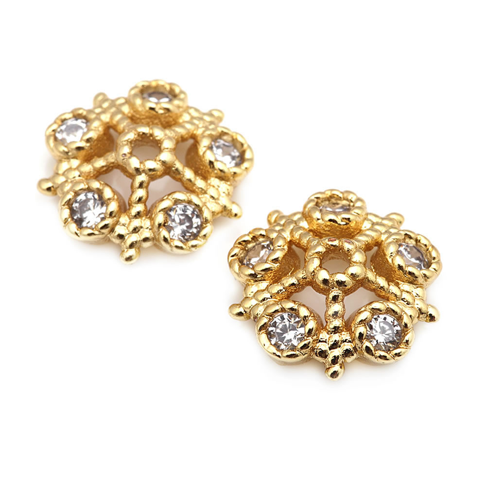 18K Gold Color Brass and Zirco - Flower Supply recension och pris