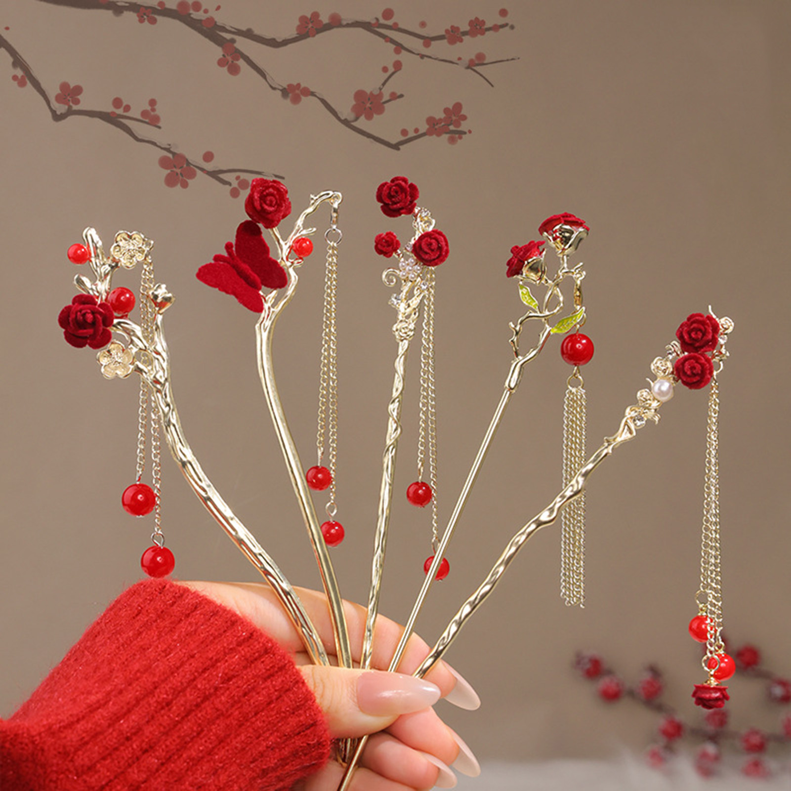 Chinese Style Rose Flower Hair - Supply Florist recension och pris