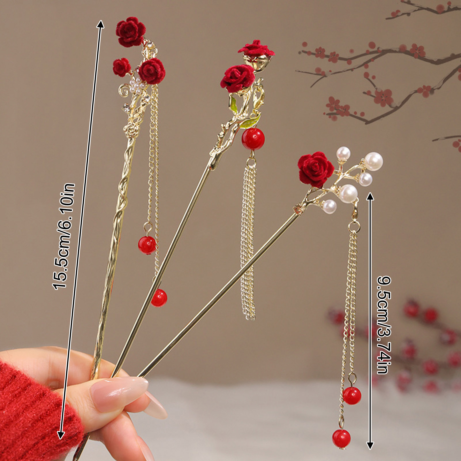 Chinese Style Rose Flower Hair - Supply Florist recension och pris